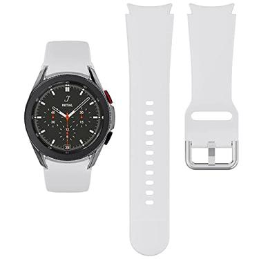 Imagem de KIMAIXA Pulseira para Galaxy Watch 5 de 40 mm e 44 mm/Galaxy Watch 5 Pro Band 45 mm/Galaxy Watch 4 40 mm 44 mm/Galaxy Watch 4 Classic Band 42mm 46mm, pulseira esportiva de silicone de 20 mm feminina e masculina, branca