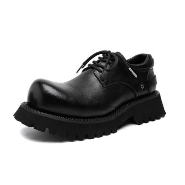 Imagem de Tênis masculino casual de sola grossa com cadarço e cano baixo para trabalho, Preto, 43