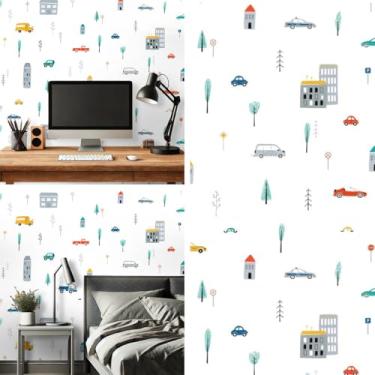 Imagem de Papel de Parede Adesivo Lavável Envelopamento Antimanchas 5 metros (Carrinhos)