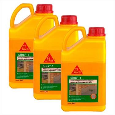 Imagem de Sika-1 Aditivo 3,6 L Impermeabiliza Reboco Internos Externos Kit C/ 3