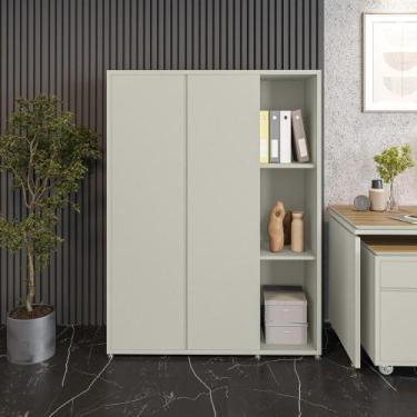 Imagem de Armário Multiuso Alto 2 Portas 4 Prateleiras com Nicho Oslo - EDN MOVÉ
