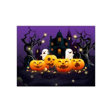 Imagem de Painel de Festa Horizontal 1,55 X 1,20 - Halloween Abóboras e Fantasma