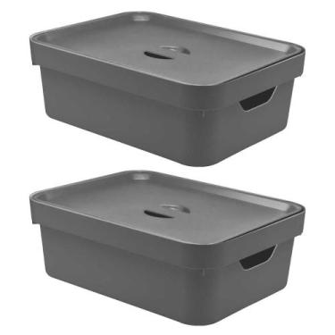 Imagem de 2x Caixa Plastica Multiuso Organizadora 10,5L OU Cube Cinza
