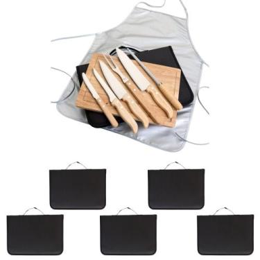 Imagem de 5 Kits Churrasco - Com 4 Facas - Avental - Tábua - Garfo e Chaira - ZZ
