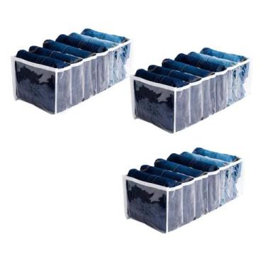 Imagem de Kit 3 Colmeias Organizadoras Branco 40x20x15cm Gavetas Guarda-Roupas -