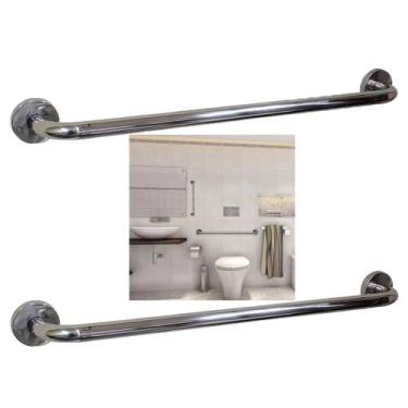 Imagem de Barra Alça Apoio Kit 2 Uni Suporte Anti Queda 50 Cm Idoso Gestante Cri