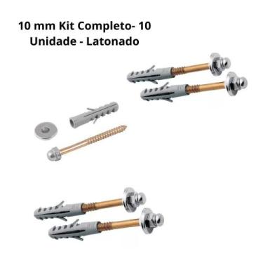 Imagem de Parafuso Vaso Sanitário 10 Mm Kit Completo 10 Un Latonado - Modelar