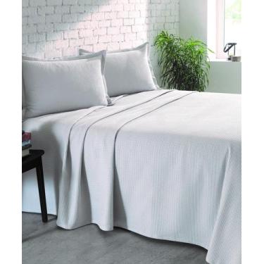 Imagem de Kit Colcha Piquet Favo Dhler Queen 100% Algodão Prata 3 Pçs - Dohler