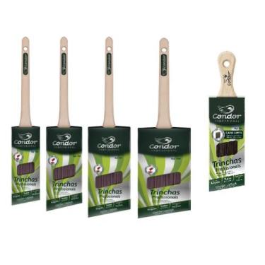 Imagem de Kit 5 pincel trincha angular recorte profissional 704 706 condor