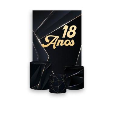 Imagem de Painel De Festa Vertical 1,50 x 2,20 + Trio De Capas Cilindro - 18 Ano