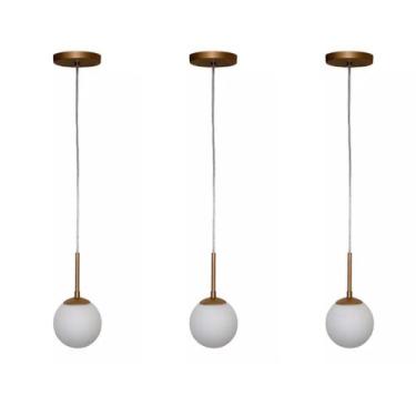 Imagem de Kit 3 Pendentes Globo Jabuticaba Cabeceira Quarto Dourado - Poliluz