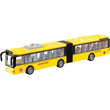 Imagem de Ônibus Articulado Fricção 1:38 - Com Luz E Som - Dm Toys, Amarelo