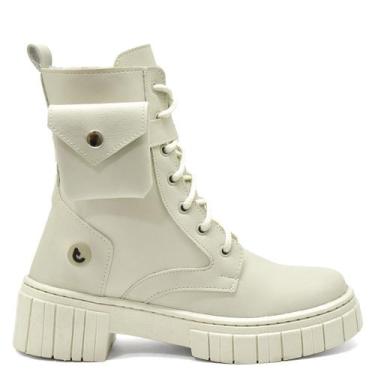 Imagem de Coturno Feminino Bota Tratorada Com Bolsinha - J.REI MULTMARCAS, Off w