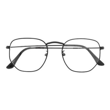 Imagem de Armação Para Óculos Grau Masculino Hexagonal Palas Preto - Palas Eyewe
