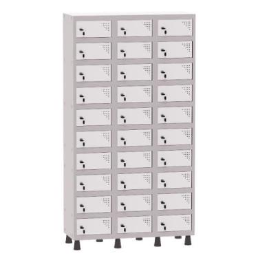 Imagem de Armário Porta Objetos de Aço 3 Vãos 30 Portas Fechadura Pandin 1,90 m 