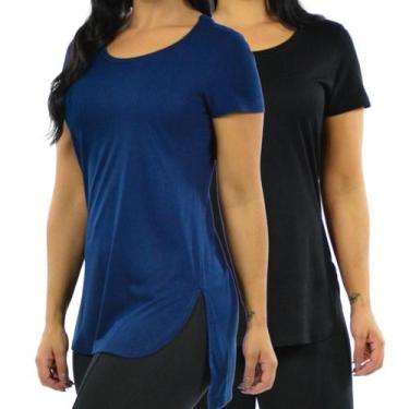 Imagem de Kit 2 Blusas Mullet Gola Redonda Feminino - Vesttuario, GG, Preto, Azu