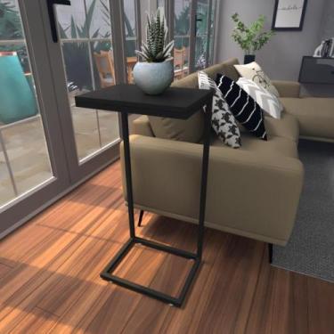 Imagem de Mesa lateral preta aparador de sofa sala mesa lateral cama - BeB