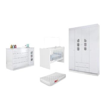 Imagem de Quarto Infantil Guarda Roupa Roupeiro e Cômoda 100% MDF + Berço Mini C
