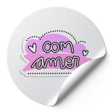 Imagem de 120 Etiquetas Auto Colante Adesivos Redondos Com Amor AD319 - Kizart