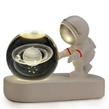 Imagem de Luminária Led Cristal Mesa Criativo Enfeite Sala Decorativo Astronauta