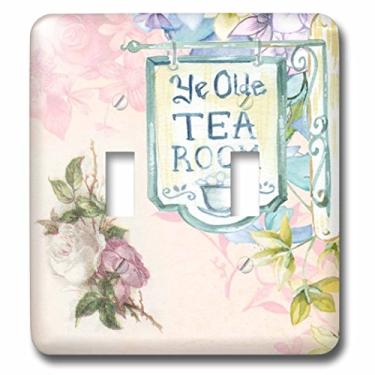 Imagem de 3dRose lsp_223512_2" Imagem da placa vitoriana azul com interruptor duplo de botão duplo de rosas