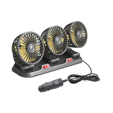 Imagem de IEUDNS Ventilador de Ar para Veículos com Três Cabeças E Design Portátil, 12V 12w, Tamanho real