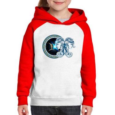Imagem de Moletom Infantil Signo Gêmeos Astrologia - Foca na Moda, Branco, Verme