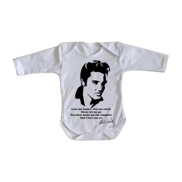 Imagem de body nenê criança roupa bebê manga longa Elvis Presley Love me tender 