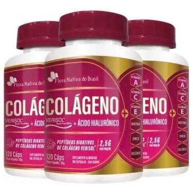 Imagem de 3x Colágeno Verisol + Ácido Hialurônico 120 Capsulas - Flora Nativa, S