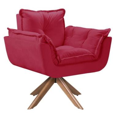 Imagem de Poltrona Opala Giratória Madeira Suede - D Salla, Vermelho
