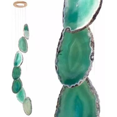 Imagem de Mensageiro Sino Dos Ventos Móbile Ágata Verde 7pedras Brasil - Vip Jói
