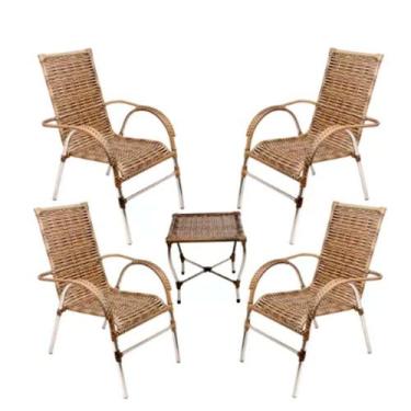 Imagem de Kit 4 Cadeiras Vênus e Mesa de Centro Garden em Alumínio Área Externa 