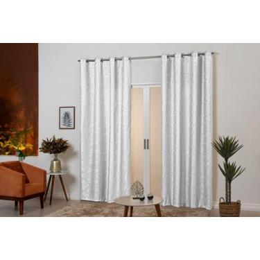 Imagem de Cortina Que Veda 50% Da Luz Jacquard 4,00 metros Com Ilhós Cromado Beg