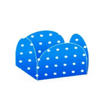 Imagem de Forminhas para Doces 4 Pétalas Poá Azul e Branco 50 unidades NC Toys