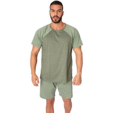 Imagem de Pijama Masculino Curto Vekyo Modas Adulto Conjunto Short e Camisa Mang
