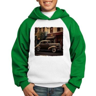 Imagem de Moletom Infantil Carro antigo na cidade - Foca na Moda, Branco, Verde,
