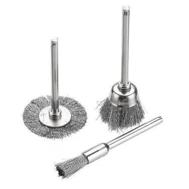 Imagem de kit escova de aço para micro retifica -03 peças - E-San