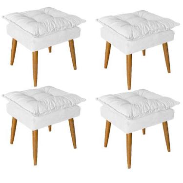 Imagem de Kit 04 Puff Puf Banqueta Opala Para Quarto Sala Recepção Suede Branco 