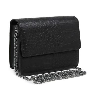Imagem de Bolsa Croco Feminina com Alça de Corrente e Alça de Mão Tendência para