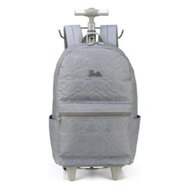 Imagem de Mochila Rodinhas Barbie Estrelas Cinza Luxcel Prata, M, Prata