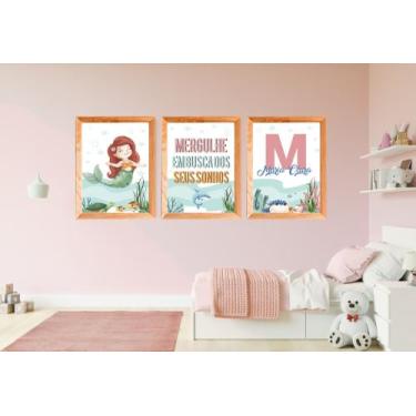 Imagem de Kit 3 Quadros Decorativos Personalizados Infantil Menino  Menina Bebê 
