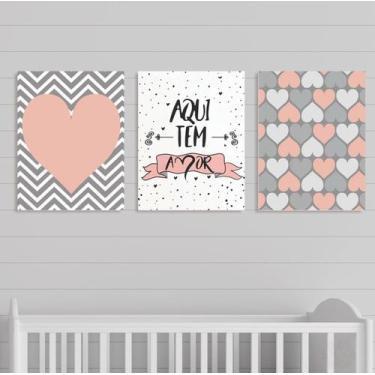 Imagem de Kit 3 Quadros Decorativos Personalizados Infantil Menino  Menina Bebê 