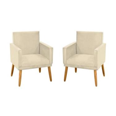 Imagem de kit 2 Poltronas Nina Decorativas  Luxo Bege Rodapé-Maitê Moda Casa
