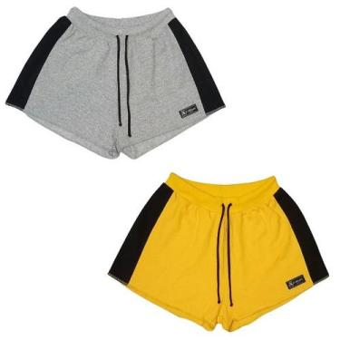 Imagem de Kit 2 Shorts Moletom Feminino Esportivo Sem Bolso Básico Treino Academ