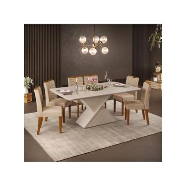 Imagem de Mesa de Jantar 6 Cadeiras Retangular Off White e Saara DJ Móveis Firen
