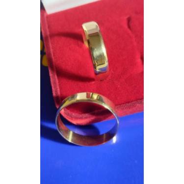 Imagem de Alianças Par Ouro 18 Kilates Retas Com Kina Chanfrada Noivado e Casame