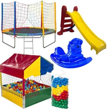 Imagem de Super Kit de Diversão Cama Elástica 2,44m, Piscina de Bolinhas 1,00m, 