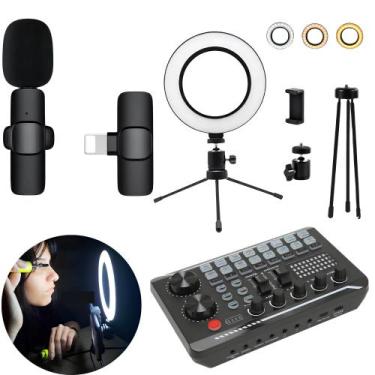 Imagem de Kit 7 - Estúdio Caseiro para Criador de Conteúdo - Microfone Sem Fio +