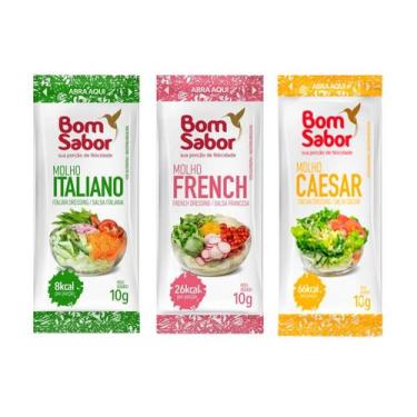 Imagem de Combo Molhos Sachê Bom Sabor 10g Italian French Caesar 150 Unidades