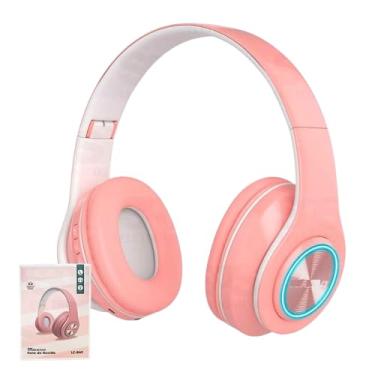 Imagem de Fone De Ouvido Sem Fio Bluetooth Iluminação Cartão SD Cor Rosa LC-849